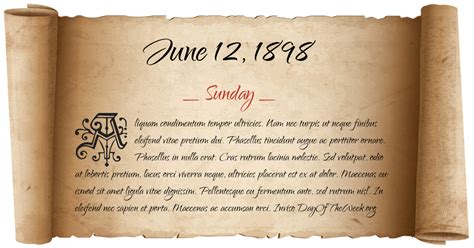 June, 2021 daily holidays, special and wacky days What Day Of The Week Was June 12, 1898?
