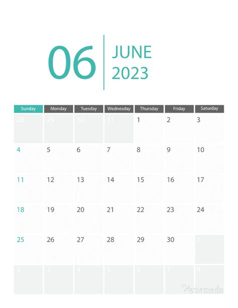 June 2023 Calendar Free Printable With Holidays