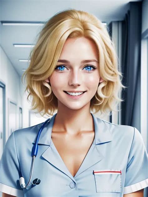 dopamine girl high resolution realistic photography of a german nurse beautiful face laugh