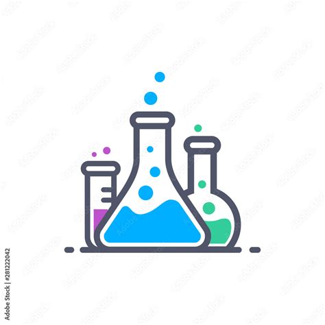 Laboratory Beakers Icon Сhemical Experiment In Flasks Сhemistry And
