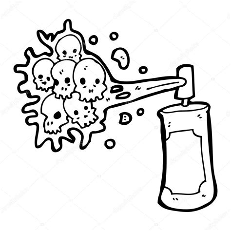 Spooky Skull Graffiti Spray Can Cartoon — Stock Vector