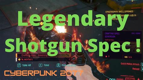 Cyberpunk Sovereign Legendary Power Shotgun Crafting Spec Location