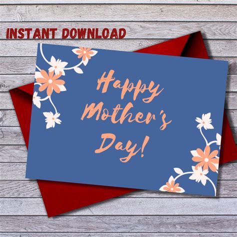 Happy Mothers Day Printable Card Mothers Day T Card I Love Mom Card Instant Download Pdf