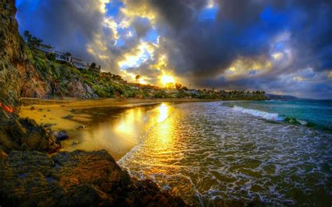 Cresent Bay Beach At Sunset Usa Ocean 2560x1600 Hd Wallpaper 1577473