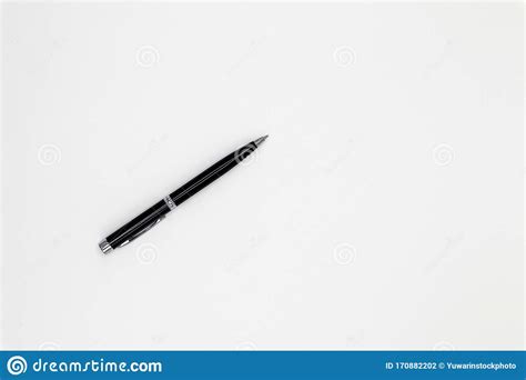 Close Up Of Black Pen On White Background Stock Photo Image Of