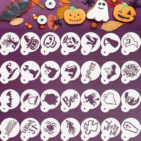 Buy 30 Pieces Halloween Cookie Stencil Reusable Halloween Stencils And