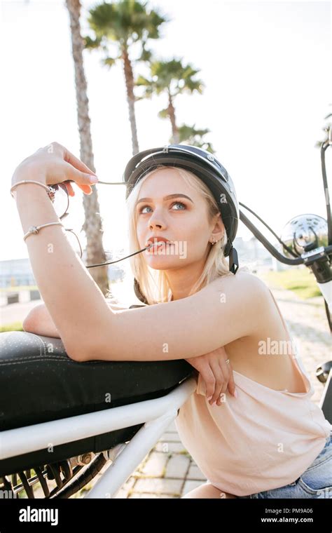 Girl Wearing Bicycle Helmet Portrait Hi Res Stock Photography And