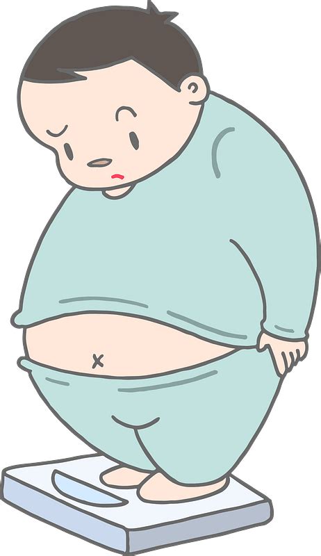 Fat Man Is Weighing Himself On A Scale Clipart Free Download