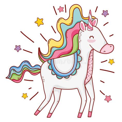 Horse And Unicorn Cartoon Design Vector Illustration Stock Vector