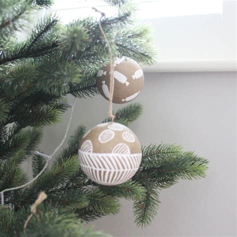Four Natural Paper Christmas Tree Decorations By Lime Tree London
