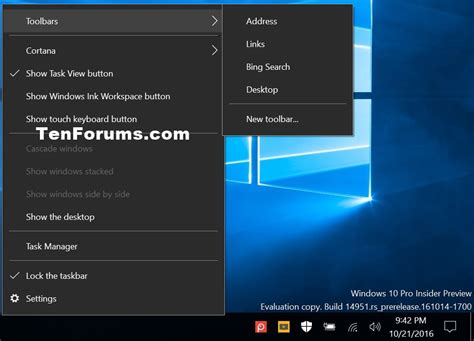 Taskbar Toolbars Add In Windows 10 Windows 10 Forums