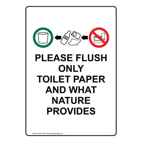 Vertical Sign Restroom Etiquette Please Flush Only Toilet