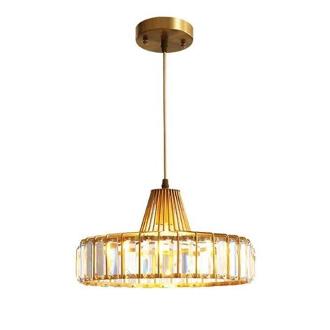 Luxury Abajur American Copper Crystal Led Pendant Light Restaurant Lamp