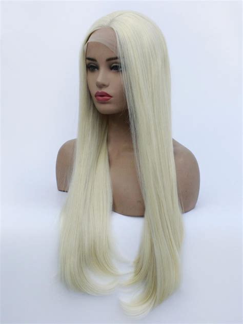 French Vanilla Blonde Long Hair End Wavy Lace Front Wig Synthetic