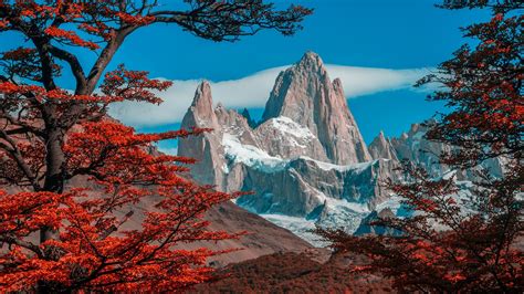 4k Mountains Argentina Clouds Panorama Winter Monte Fitz Roy