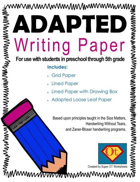 Adapted Writing Packet For Kindergarten Through 5th Grade Handwriting