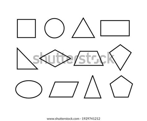 Basic Shapes Illustration Set Of Geometric Shapes Line Art Style