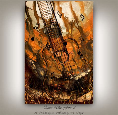 Abstract Guitar Painting Original Modern Music Art Gold Etsy