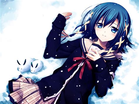Anime Girl With Black Hair And Blue Eyes Wallpapers
