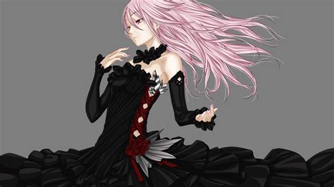 Dress Pink Hair Black Dress Simple Background Anime Girls