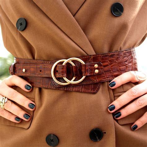 Lovely Brown Leather Belt Women Wide Waist Belt Leather Waist Belt Leather Suit Belt Reptile