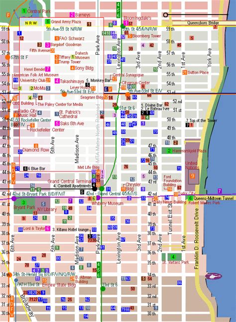 City Of New York Midtown East Map New York Map