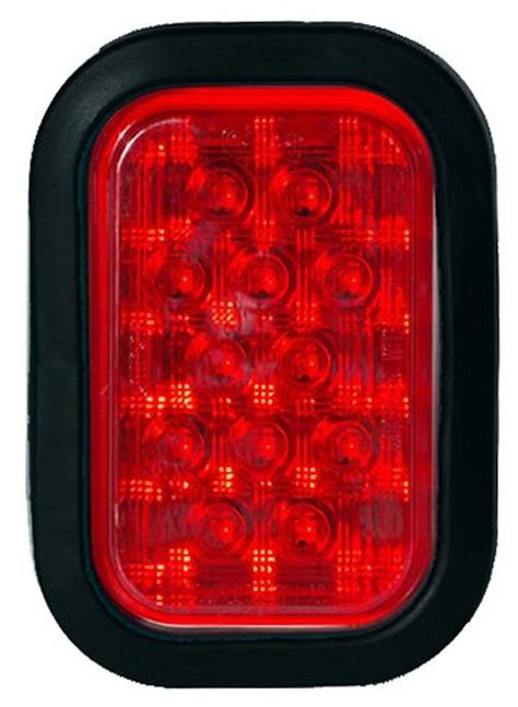 Roadvision Led Rear Stop Tail Light Rectangle Red Lens Rubber Grommet Mount Multi Volt 12v