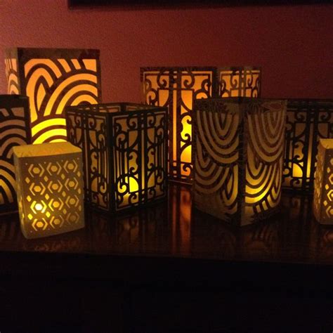 Cricut 3D Lanterns in an assortment of cardstock. Translucent layer is