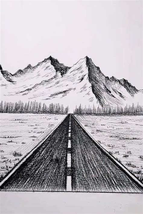 How To Draw A Road In A Pine Forest With Pencil Video Nature Art Drawings Art Drawings
