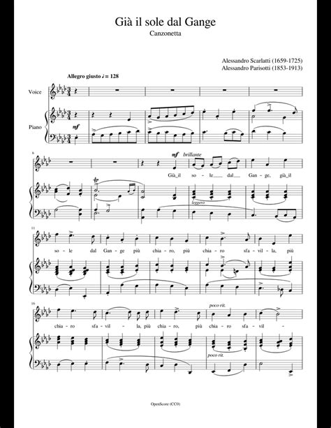 Gia Il Sole Dal Gange Scarlatti - Scarlatti Alessandro Gia il sole dal Gange High sheet music for Piano