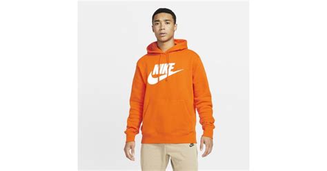 Nike Sportswear Club Fleece Graphic Pullover Hoodie In Orange For Men