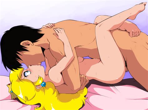 Rule 34 Blush Censored Female Human Kissing Leg Lock Male Mario
