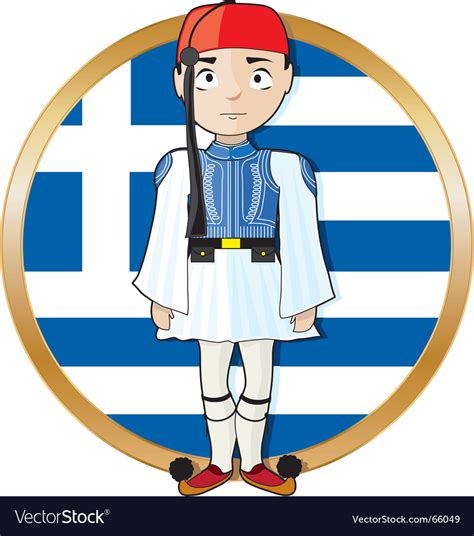 Greek Evzone With Flag Royalty Free Vector Image
