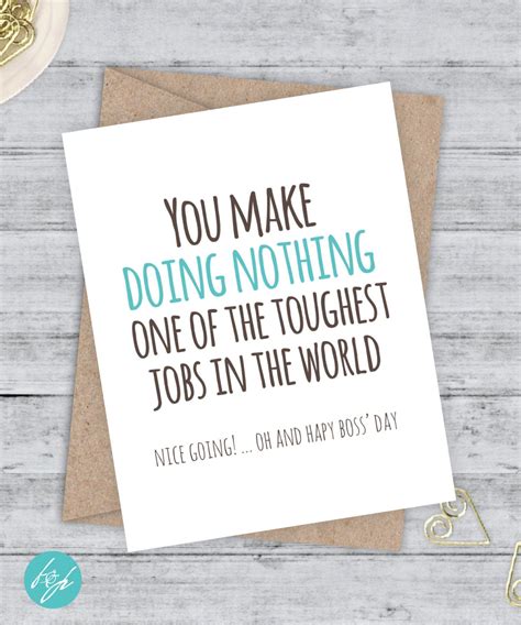Funny Boss Day Card Funny Boss Card You Make Doing Nothing One Of