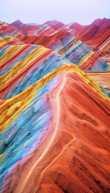 Premium Ai Image Amazing Scenery Of Rainbow Mountain