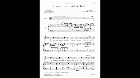 It Was A Lover And His Lass Quilter Piano Accompaniment Youtube