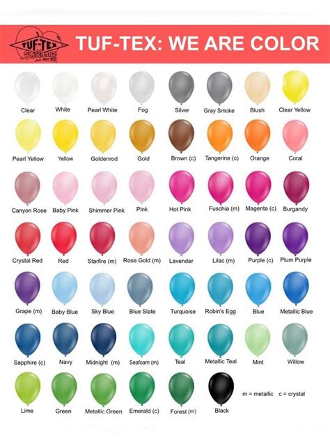 Sempertex Balloon Color Chart