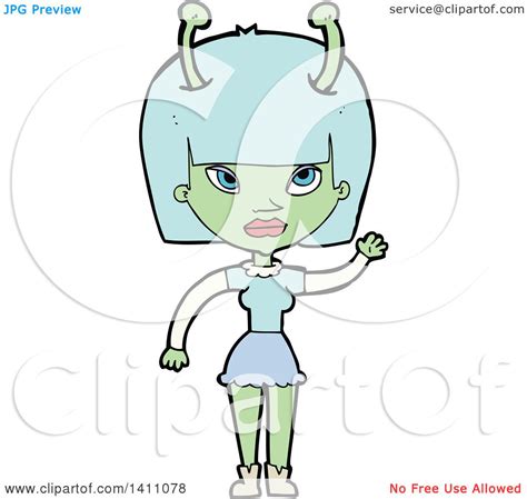 Clipart Of A Cartoon Female Alien Royalty Free Vector