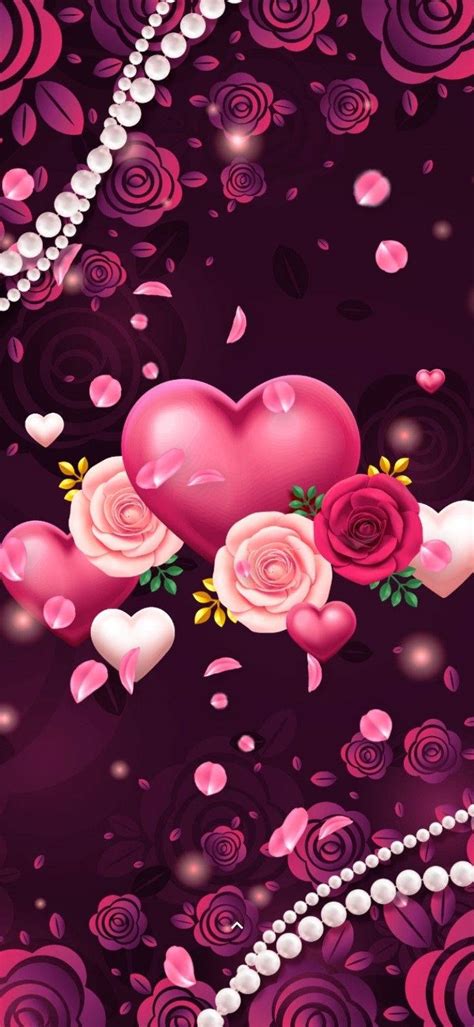 Download Pink 3d Iphone Hearts And Flowers Wallpaper