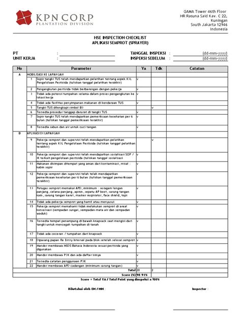 Contoh Pengisian Form Inspeksi K3l Pdf