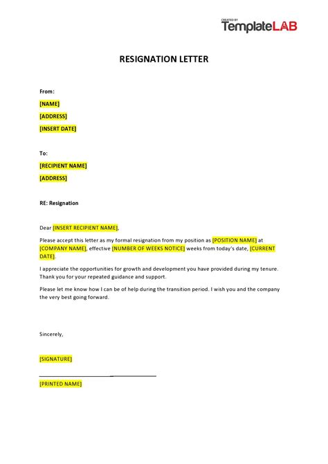 40 Two Weeks Notice Letters Resignation Letter Templates 45 Off