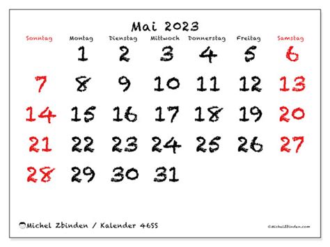 Kalender Mai 2023 Zum Ausdrucken “46ss” Michel Zbinden De