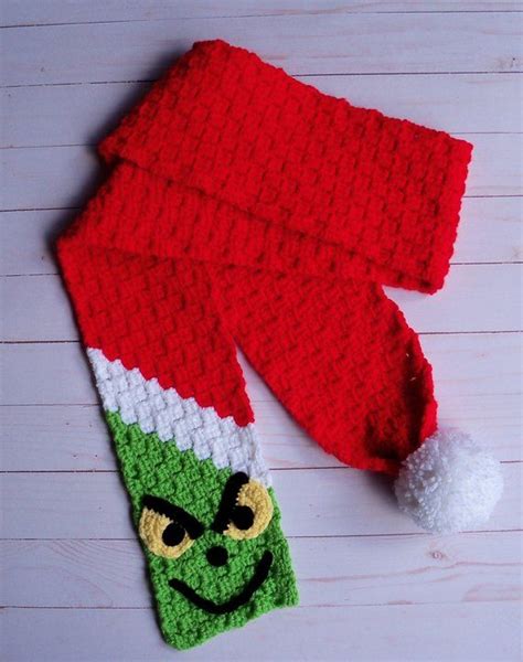 Mr Grinch Inspired Scarf/Crochet Grinch Scarf/Santa Grinch | Etsy