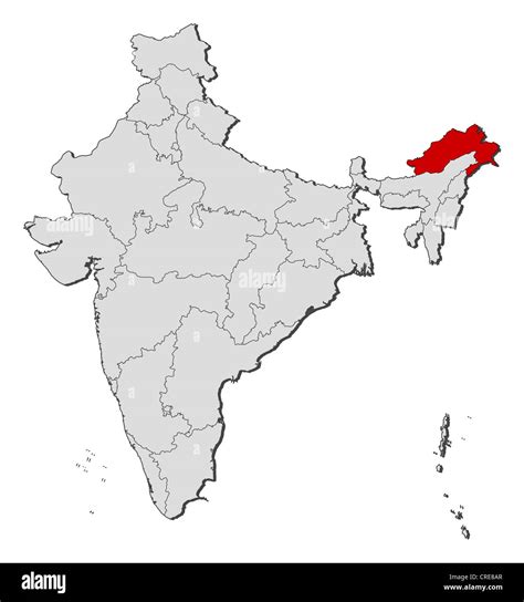 Political Map Of India With The Several States Where Arunachal Pradesh