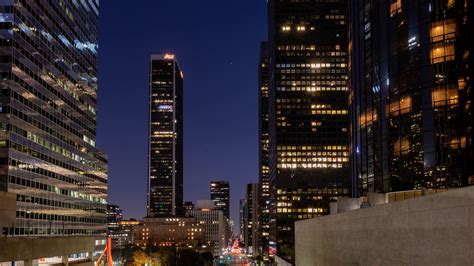 Download Wallpaper 3840x2160 Night City City Buildings Road Lights