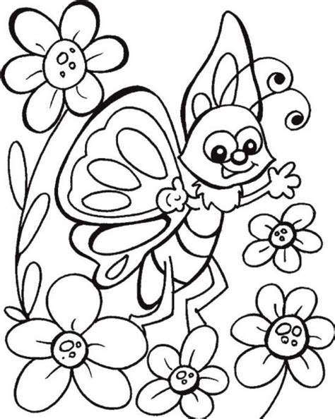 Spring flowers butterflies printable coloring page. Get This butterfly on flower coloring pages - y6q7d