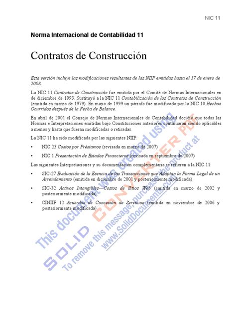 Nic 11 Contratos De Construcción International Financial Reporting