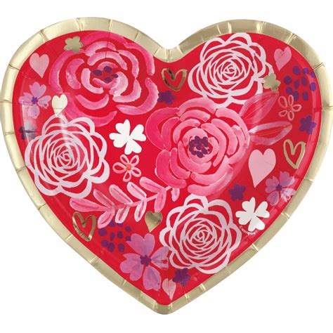 Elegant Valentine Heart Shaped 725 Plates W Foil Stamping 8ct