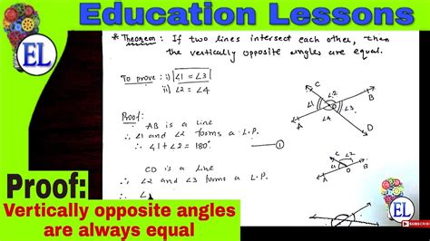 Proof Vertically Opposite Angles Are Equal To Each Other Youtube