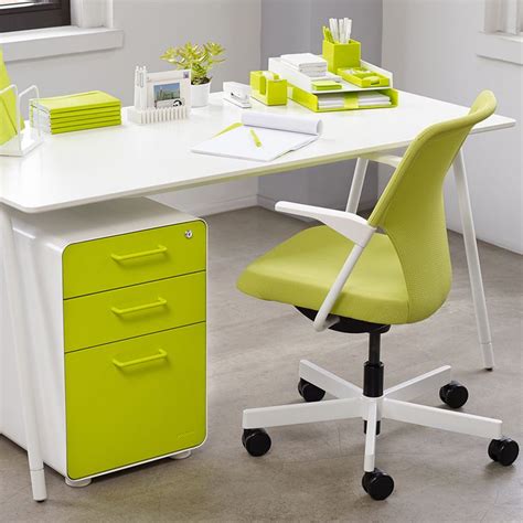 White Lime Green West 18th 3 Drawer File Cabinet
